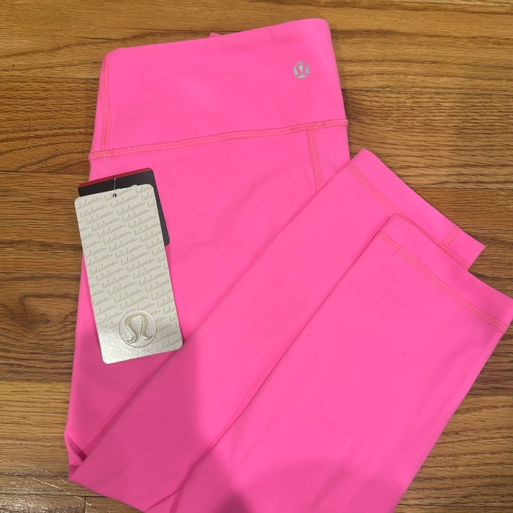 Lululemon Wunder Under Crop Hot Pink leggings